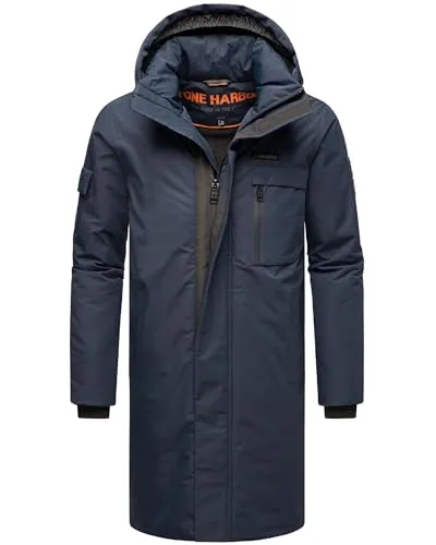 STONE HARBOUR Herren Wintermantel Xandroo XX Navy Gr. M mit abnehmbarer Kapuze - Moderner Herren Wintermantel mit abnehmbarer Kapuze und praktischen Details. Robustes Material schützt zuverlässig vor Wind und Wetter. Ideal für kalte Tage im Herbst und Winter.