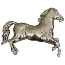 Breiter Anstecknadel, Hutanstecker großes Pferd silberfarben