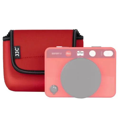 JJC Kompaktkameratasche aus Neopren mit Klettverschluss Kompatibel mit Leica Sofort 2 Sofortbildkamera, D-Lux8 D-Lux7 Fuji X Half Taschen Organizer, Rot