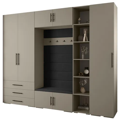 ABIKS MÖBEL Kompaktgarderobe INOVA 3 SATZ 11 – Elegantes Möbelset mit Kleiderstange und Regalen - Dieses vielseitige Möbelset bietet eine stilvolle Lösung zur Aufbewahrung in jedem Raum. Robuste Materialien und ein modernes Design garantieren Langlebigkeit und Funktionalität. Perfekt für eine organisierte und ansprechende Einrichtung.