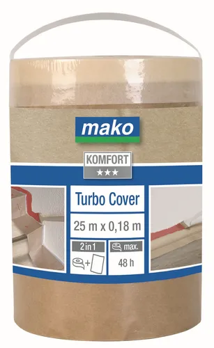 Turbo Cover-Abdeckpapier Malerpapier Schutzpapier Rolle mit Klebeband 18cm x 25m