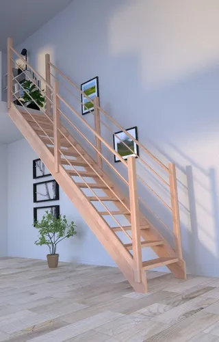 Starwood Mykonos Gerade-Buche Holztreppe mit Geländer - Massivholztreppe Mykonos aus naturbelassenem Buchenleimholz, ideal für individuelle Gestaltung. Einfache Selbstmontage mit Anleitung, für Geschosshöhen bis 280 cm. Robustes Design und hohe Qualität für jeden Wohnraum.