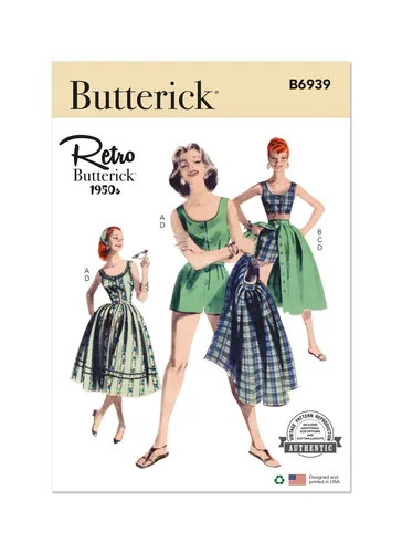 Schnittmuster Sommerkleid Butterick B6939 F5 16-24 (Gr. 42-50) Dt. Anl.