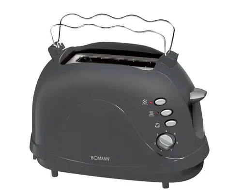 BOMANN Toaster TA 246 CB mit Brötchenaufsatz - Standard-Toaster in Grau mit 2 Scheiben Kapazität, Auftaufunktion und Cool-Touch-Gehäuse für sicheres Toasten.