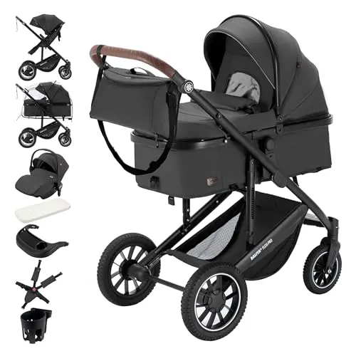Daliya® FLEXI-PRO M 3in1 Kinderwagen mit i-Size Babyschale in grau von Daliya