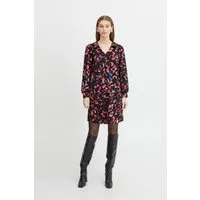 Kleid IHKATE Regular Fit Minikleid - Elegantes Minikleid mit V-Ausschnitt und klassischem Kragen. Das durchgehende, abstrakte Muster und die langen, leicht gerafften Ärmel machen es zum perfekten Begleiter für besondere Anlässe.