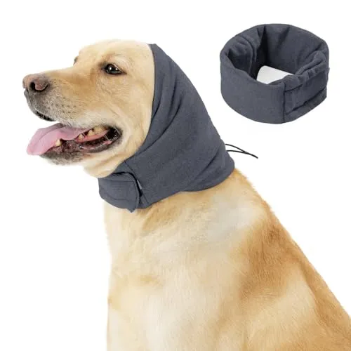 DONGKER Ohrenschützer für Hunde, atmungsaktiver Gehörschutz für Hunde, Haustiermütze mit Selbstklebende Befestigung zur Linderung von Angstzuständen bei Hunden, beruhigend