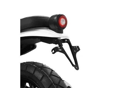 ZIEGER Kennzeichenhalter Basic für Yamaha XSR125 - Motorradzubehör mit schwarzem Design, inklusive modelspezifischer Adapterplatte und Montageset für einfache Installation.