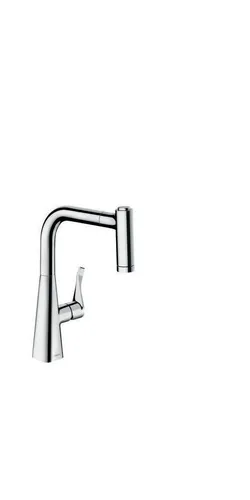 hansgrohe Metris Einhebel-Küchenarmatur mit Ausziehbrause - Armaturen mit Komfort-Höhe 220 mm, beweglicher Auslauf und zwei Strahlarten für maximale Flexibilität beim Kochen und Waschen.