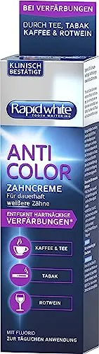 Rapid White Anti Color Zahnpasta 75ml - Fluorid-Zahnpasta mit Whitening-Effekt für strahlend weiße Zähne. Frischer Minzgeschmack und 12 Monate Verwendungsdauer.
