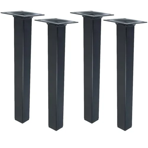 MS Beschläge Möbelbein Schwarz Möbelfuss Eckig 25x25mm Tischfuss einzeln oder 4er Pack Sofastempel Bettfuss Möbelstütze Metall Sesselfuss (4, 250mm)