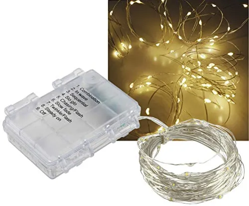 ChiliTec Led Drahtlichterkette 80 Leds Leuchtdraht Batteriebetrieb 8m Lang Transparent Beleuchtung 8 Leuchtmodi einstellbar Warmweiß