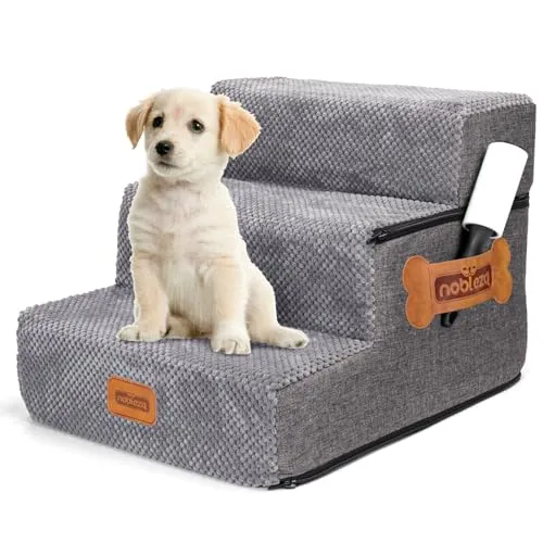 Nobleza Hundetreppe für Kleine Hunde, Hunderampe und Haustiertreppe mit Fusselrolle, 3 Stufen Katzentreppe und Hundetreppe für Bett Sofa