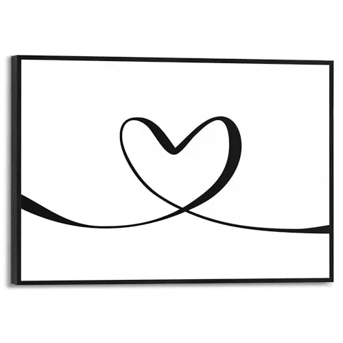 REINDERS Gerahmtes Bild, Heart Lines, Schlafzimmer, Poster, Wanddeko, Room Decor, MDF, Schwarz-Weiß, 20 x 30