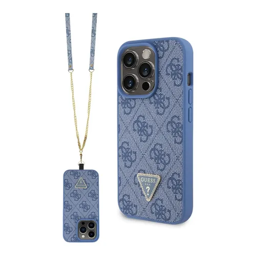 Guess Crossbody 4G Metal Logo, Blau - iPhone 15 Pro