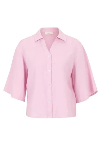 Cartoon Damen Leinenbluse mit Kragen 34, Corsage - Damenbekleidung: Lässige Leinenbluse mit U-Boot-Ausschnitt, perfekt für warme Tage und angenehm zu tragen.