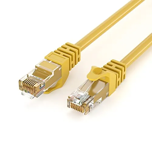 JAMEGA 1,5m CAT.6 Netzwerkkabel (RJ45) Patchkabel Ethernet Lan in gelb| 1Gbit/s | 250MHz | kompatibel zu CAT.5 / CAT.5e / CAT.6
