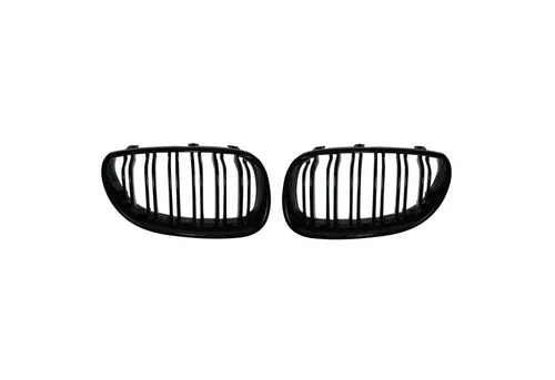 OMAC Frontstoßstange 2004-2010 BMW 5er E60 M5 Limo Nieren Kühlergrill Schwarz Glanz, 2-St.