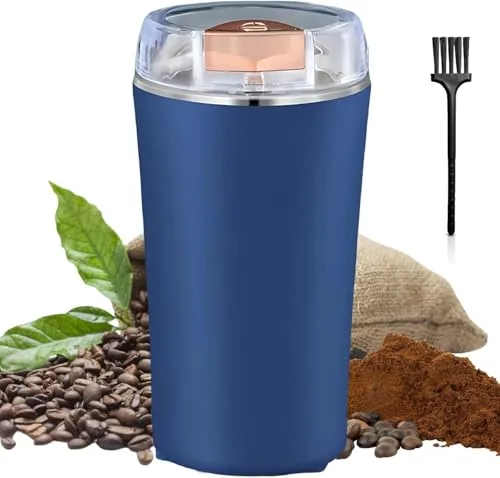 Kaffeemühle, Kaffeemühle Elektrisch, 200W Gewürzmühle Elektrisch und Kaffeemühle mit Schlagmesser und Abnehmbare Edelstahlbehälter, Füllmenge 100g, für Kaffeebohnen, Kräuter, Getreide, Nüsse, Körner