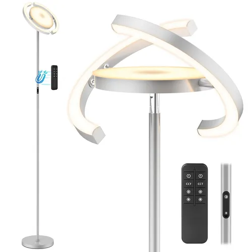 FIMEI Saturn-Stehlampe 36W - Stufenlos dimmbar mit Fernbedienung - Moderne Stehlampe mit stufenloser Dimmung und 3 Farbtemperaturen (3000K-6000K). Ideal für Wohnzimmer und Büros, platzsparend und einfach zu montieren. Steuerung per Fernbedienung oder Touch für flexibles Licht.