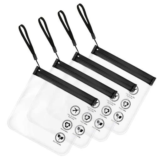 Packen Kulturbeutel mit Griff,20x20cm Flughafen Zugelassener Durchsichtiger Kulturbeutel Auslaufsicher,1L Reise Kosmetiktasche Umweltfreundliche Geschenke Reisegrößen Waschtasche Damen & Herren 4