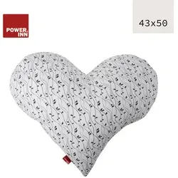 POWER INN® Herzkissen groß | Weiß mit schwarzen Blätteranken | Dekokissen Herz