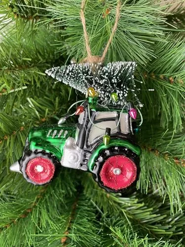 Sass & Belle Festive Kugel in Traktorform, für Weihnachten, Grün