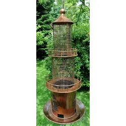 Vogelfuttersäule Leuchtturm - 58 cm hoch, stilvoller Futterspender aus Metall, langlebig und witterungsbeständig für Vogelliebhaber
