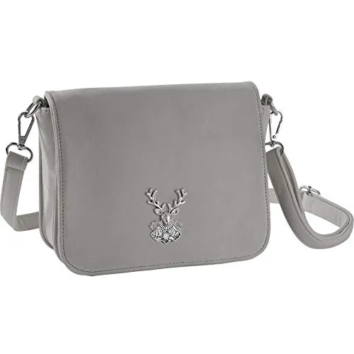 dressforfun 900653 Damen Trachten Handtasche Heimatliebe - Umhängetasche in schicker Wildlederoptik mit Edelweiß-Applikation, ideal für Trachten-Looks und festliche Anlässe.