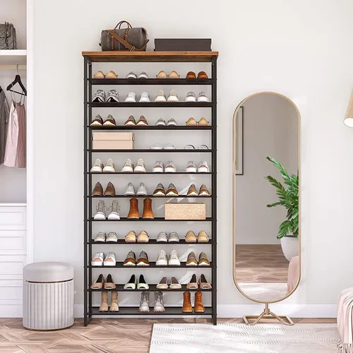 HOOBRO Große Schuhregal 12-stöckig in schwarz von HOOBRO