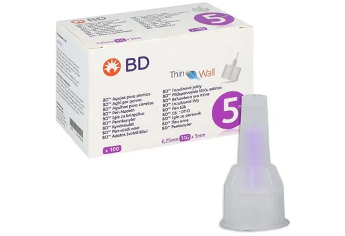 Becton Dickinson Lanzetten BD Pen-Nadeln Thin Wall 0,25x5 mm, 31,00G, 100 St., Spar-Set, Thin Wall Technologie, Blutzucker, Vielseitige Anwendung für gängige Insulin-Pens, 100 tlg., Silikonbeschichtete und elektropilierte Oberfläche, Diabeteskontrolle