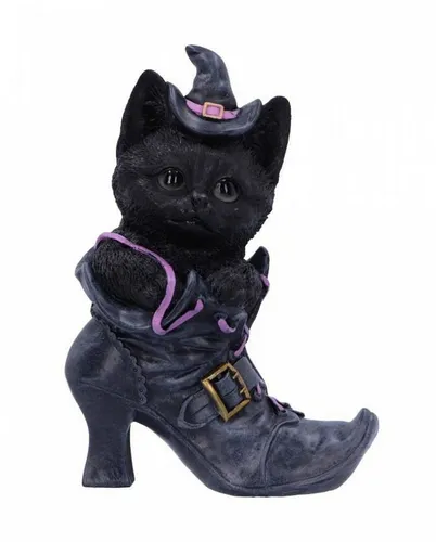 Horror-Shop Merchandise-Figur Schwarze Hexenkatze im Stiefel - Spielzeugfiguren: Niedliche Hexenkatze im Stiefel aus handbemaltem Polyresin, ideal für Halloween-Deko und als zauberhaftes Geschenk.