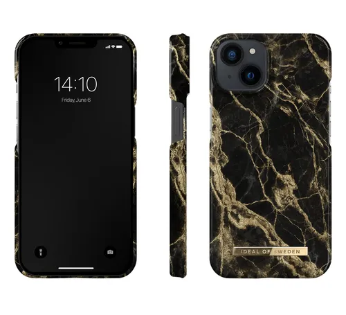 iDeal of Sweden iPhone 14, 13 Hülle Cover Fashion Case Golden Smoke Marble Black