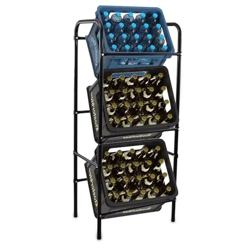 BITUXX 3er Getränkekistenregal Kistenregal Kistenständer Getränkekistenhalter Flaschenkistenregal Getränkekistenständer Kistenlager Kistenablage bis 50Kg