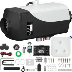 SucceBuy 12 V 8 kW Diesel-Luftheizung mit LCD-Schalter und Fernbedienung, Diesel-Standheizung für verschiedene Dieselfahrzeuge – Schwarz
