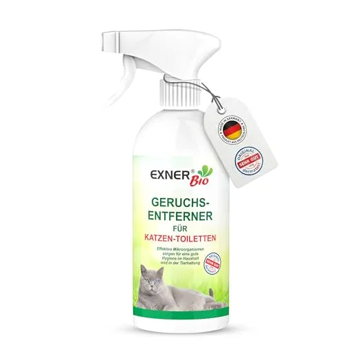 Exner Bio Enzymreiniger für Katzentoiletten – Geruchsentferner & Geruchsneutralisierer gegen Katzenurin, Kot & Tiergerüche – Mit effektiven Mikroorganismen zur dauerhaften Geruchsbeseitigung – 500 ml