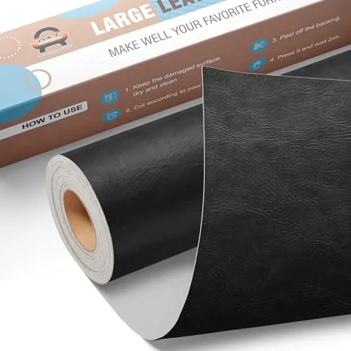 Leder Reparatur Set Neu Schwarz, OAZ Kunstleder Selbstklebend 40 x 80 cm, Kunstleder Reparaturset Leder Reparatur Patch Selbstklebende Lederflicken für Autositze Möbel Sofa Taschen