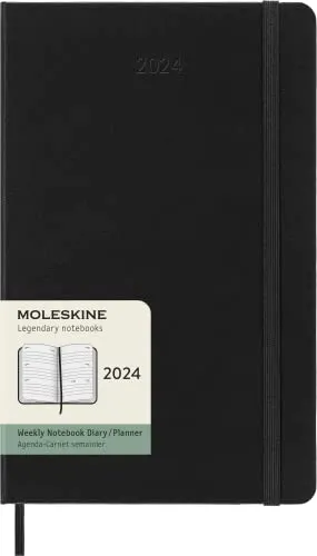 Moleskine Wochenplaner Horizontal 2024 – Großformat 13x21 - Planen Sie Ihr Jahr 2024 mit diesem eleganten Wochenplaner im Großformat. Das praktische Layout und die nützlichen Tools unterstützen Sie optimal bei Ihren täglichen Terminen und Notizen.