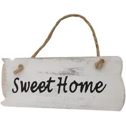 Wandschild Sweet Home, Dekoschild Holzschild, Shabby-Look 10x25x1cm ~ weiß