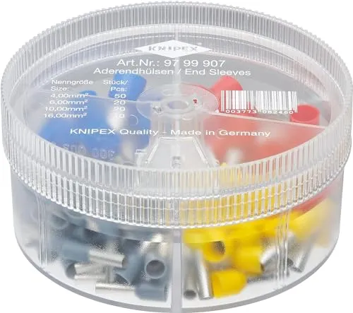 KNIPEX Sortimentsboxen mit 100 isolierten Aderendhülsen 4-teilig, 97 99 907