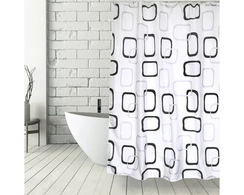 Duschvorhang MSV Vintage Textil 180 x 200 cm schwarz/weiß in schwarz von MSV