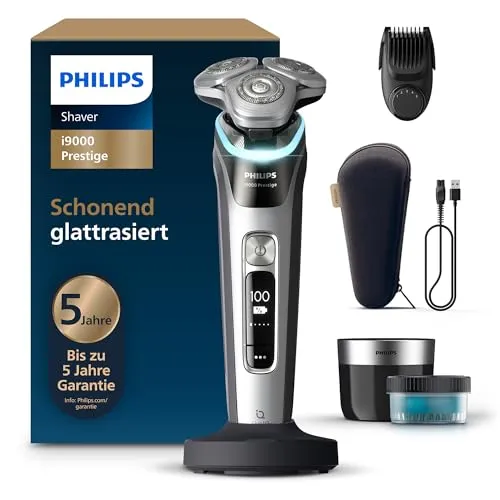 Philips Rasierer i9000 Prestige - Hochwertiger Nass- und Trockenrasierer für Männer mit Lift-Cut-System, Drucksensor und 100% wasserdicht. Ideal für präzise Rasur und Bartstyling.