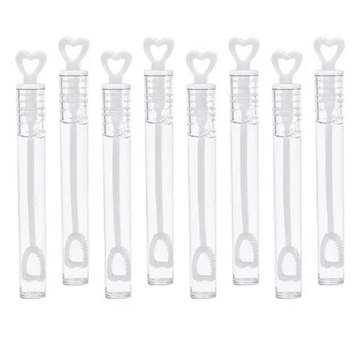 mixed24 Seifenblasenstab 72x Seifenblasen Röhrchen Weiß mit Herzgriff Wedding Bubbles, Hochzeit Geburtstag Verlobung Standesamt Hochzeitsfeier Gastgeschenk