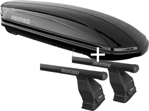 Dachbox VDPMAA320 320 Liter abschließbar schwarz + Dachträger Menabo Tema kompatibel mit Ram ProMaster City ab 14