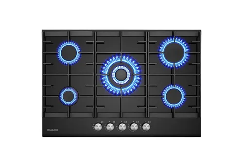 GASLAND Gas-Kochfeld GH2805BG1FC, 5-flammiges Gas-Kochfeld mit Wok, 76 cm, 10400 W, LPG/Erdgas, Schwarz