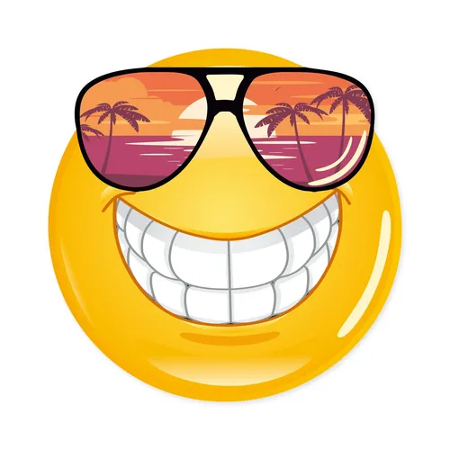 Smiley Aufkleber mit Sonnenbrille