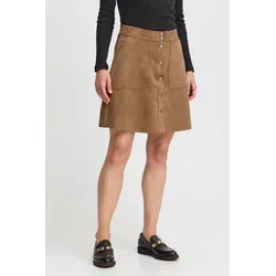 OXMO OXJune Damen A-Linien-Rock - Eleganter Midirock mit Druckknöpfen und Eingrifftaschen, aus elastischem Material für optimalen Tragekomfort. Perfekt kombinierbar für jeden Look. Nachhaltig produziert!