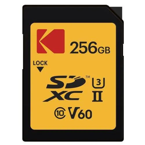 Kodak SD 256GB UHS-II U3 V60 Ultra Pro - Externe Festplatten, ultraschneller Speicher mit UHS-II U3 V60 für hohe Datenübertragungsraten – perfekt für Profis und kreative Projekte.