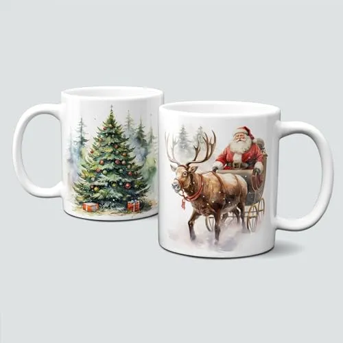 online-hut - Tasse - Kaffeebecher - Weihnachtstasse - Weihnachten - xmas - Winter - Reindeer/Rentier/Weihnachtsbaum - LT-599