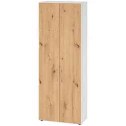 bümö Aktenschrank in Weiß und Wildeiche - Stabiler Büroschrank mit 5 verstellbaren Fächern und Höhenjustierung für kippelfreien Stand, ideal für die flexible Büroorganisation.